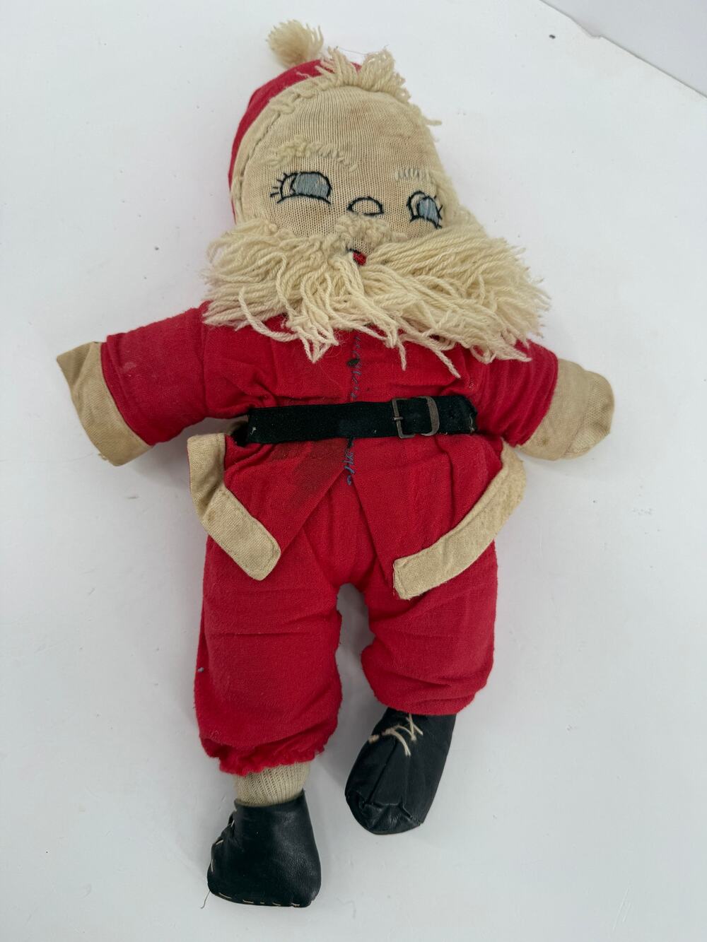 Vintage Handmade Santa Claus Cloth Rag Doll Folk Art Christmas Decor 13 Inch